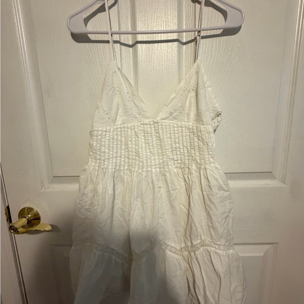 Zara White Mini Sundress with Smocked Waist